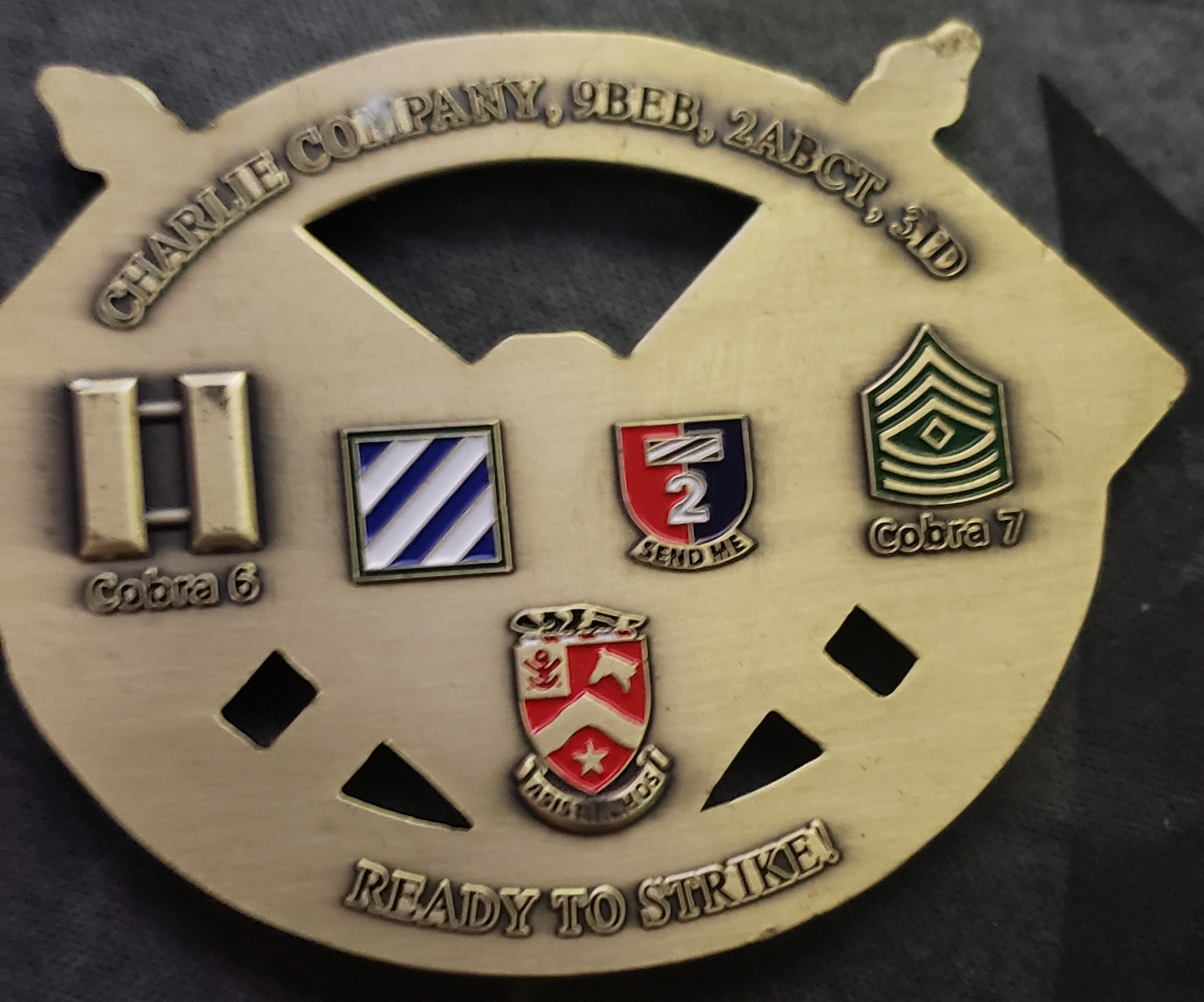 Challenge coin from Charlie Company, 9th Brigade Engineer Battalion, 2nd Armored Brigade Combat Team, 3rd Infantry Division